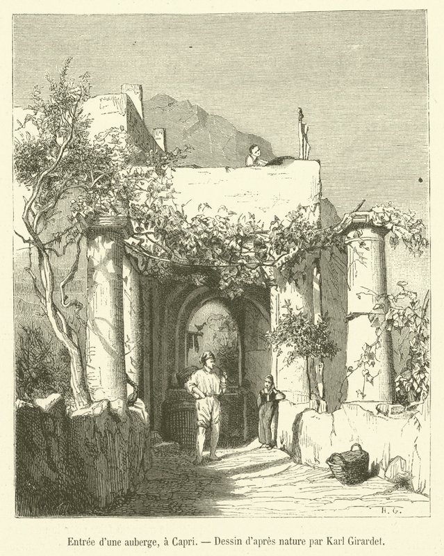 Bejárat egy fogadóba, Capriban (metszet) alkotó: French School