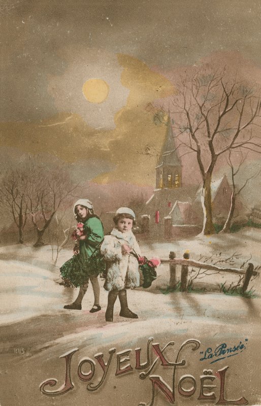Boldog Karácsonyt. 1913-ban feladott képeslap. alkotó: French School