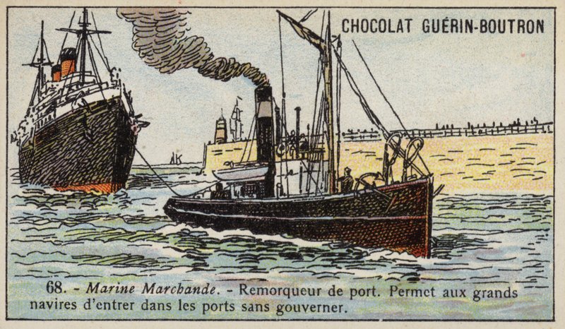 Kikötői vontató (chromolitho) alkotó: French School