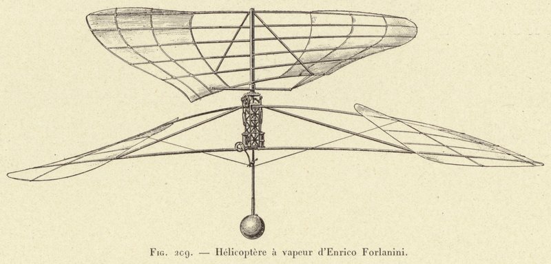 Enrico Forlanini gőzhelikopterei (metszet) alkotó: French School
