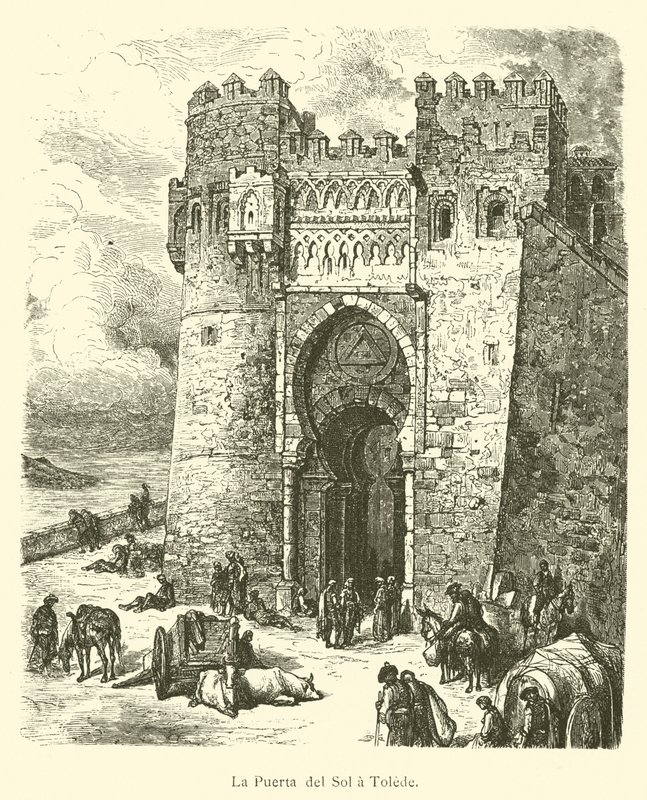 Puerta del Sol Toledóban (metszet) alkotó: French School