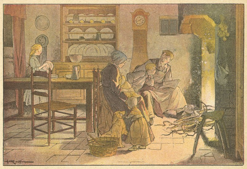 Családi est (színes litográfia) alkotó: French School