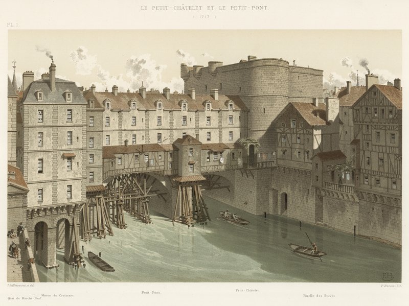 A Petit-Chatelet és a Petit-Pont, 1717 alkotó: French School