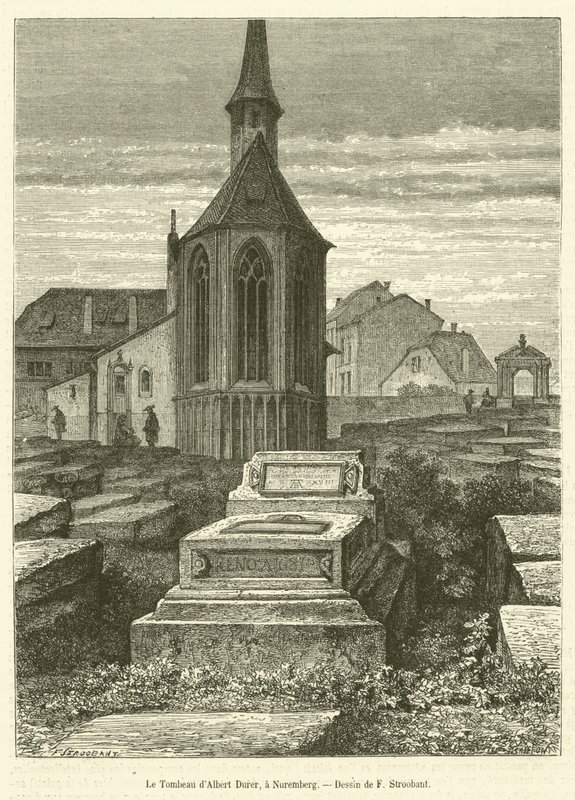 Albert Durer sírja Nürnbergben (metszet) alkotó: French School
