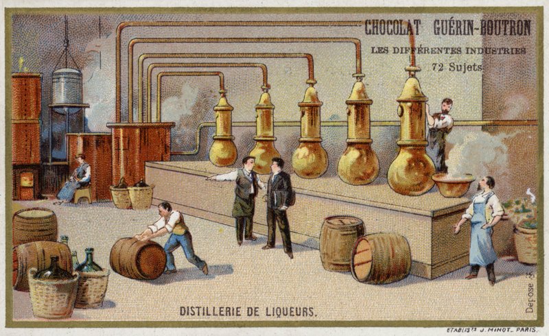 Alkohollepárló (chromolitho) alkotó: French School