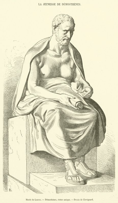 Musee du Louvre, Demosthenes, antik szobor (metszet) alkotó: French School