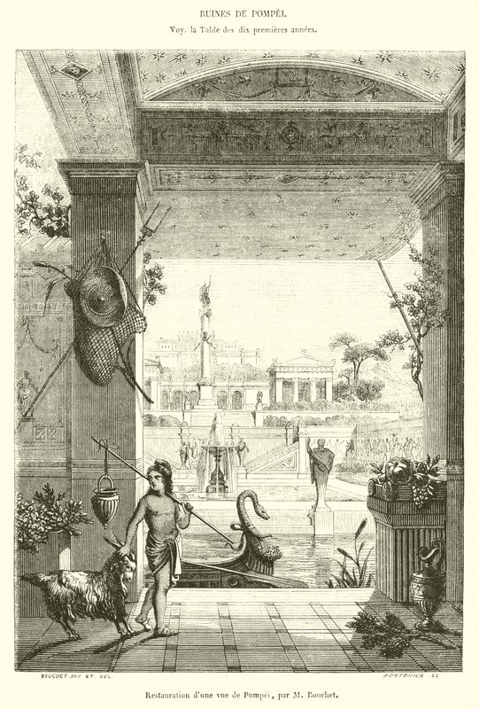 Pompei látképének restaurálása (metszet) alkotó: French School