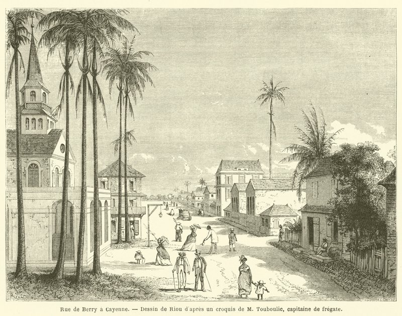 Rue de Berry a Cayenne (metszet) alkotó: French School
