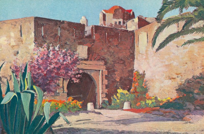 Saint Tropez: A fellegvár (színes litográfia) alkotó: French School