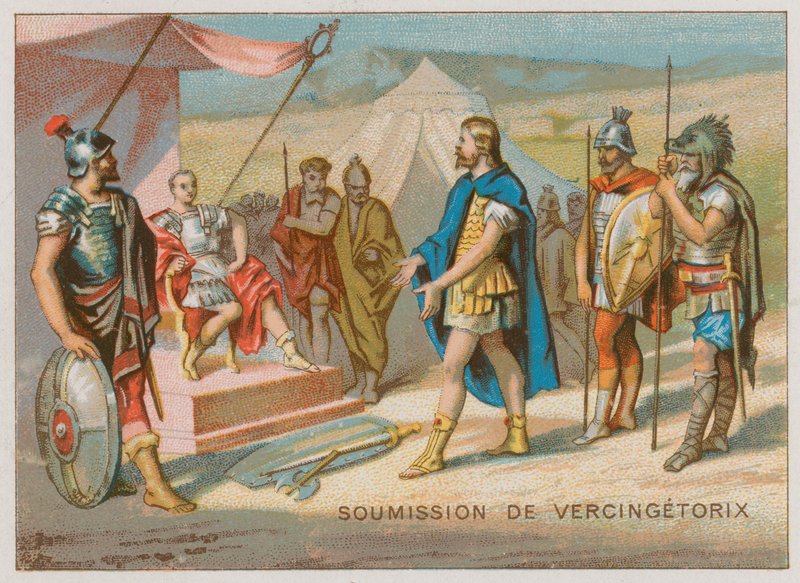 Vercingetorix behódolása Caesarnak alkotó: French School