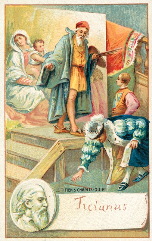 Tizianus és V. Károly császár (chromolitho) alkotó: French School