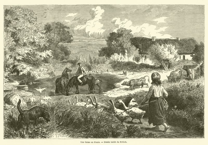 Egy farm Funenben (metszet) alkotó: French School