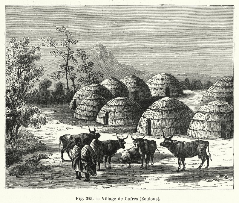 Cafres faluja, Zulus (metszet) alkotó: French School