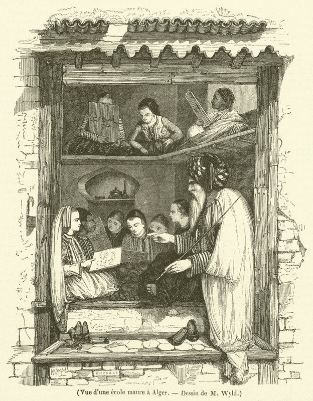 Kilátás egy algíri mór iskolára (metszet) alkotó: French School