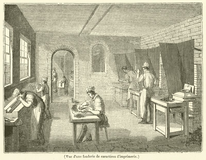 Nyomtatási típusú öntöde képe (metszet) alkotó: French School