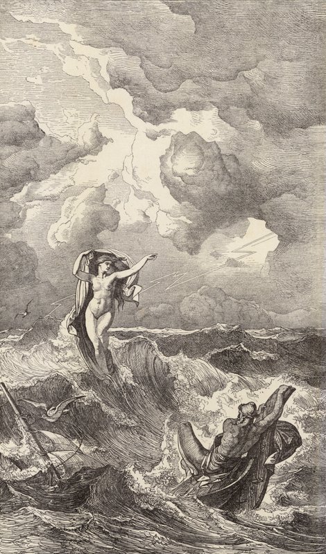 Leukothea és Odüsszeusz (metszet) alkotó: Friedrich the Elder Preller