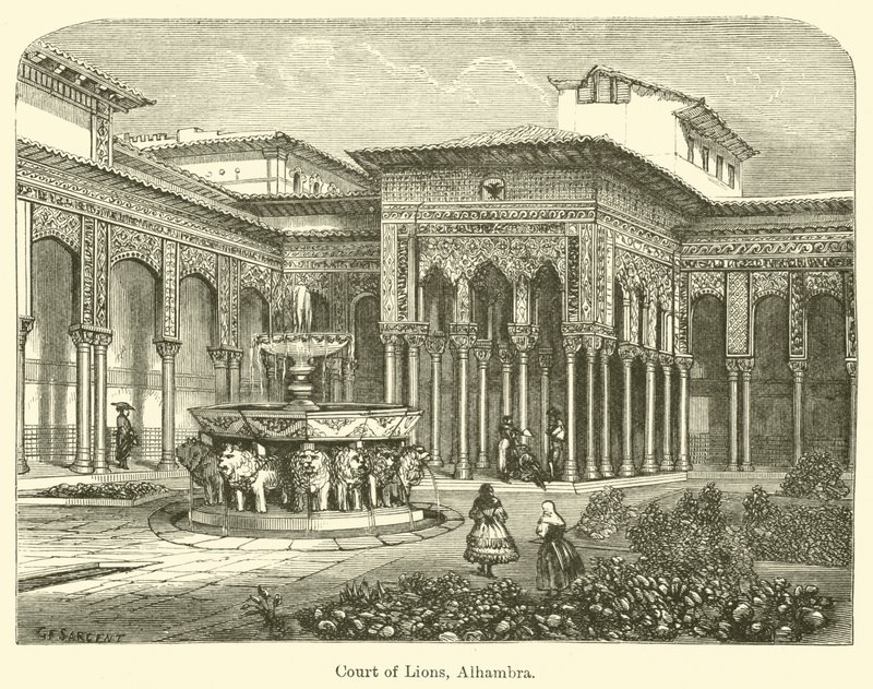 Oroszlánok udvara, Alhambra alkotó: G. F. Sargent