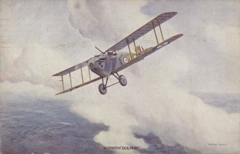 Sopwith Dolphin vadászrepülő (színes litho) alkotó: Geoffrey (after) Watson