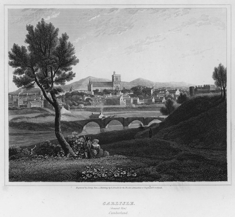 Carlisle, általános nézet, Cumberland (metszet) alkotó: George (after) Arnald