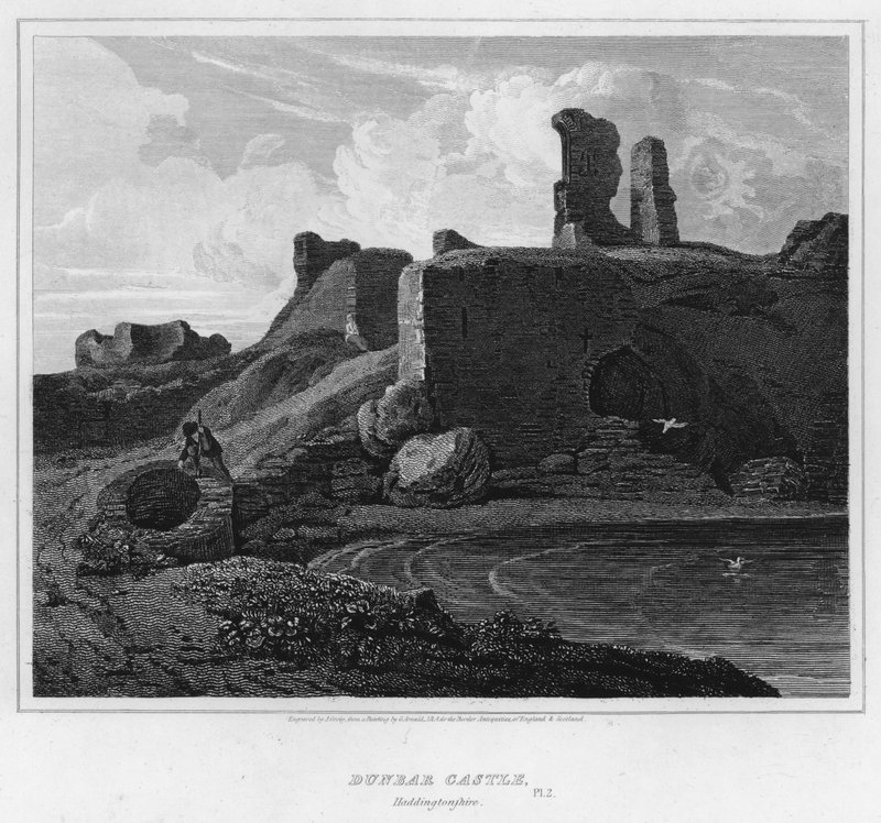 Dunbar kastély, Haddingtonshire (metszet) alkotó: George (after) Arnald