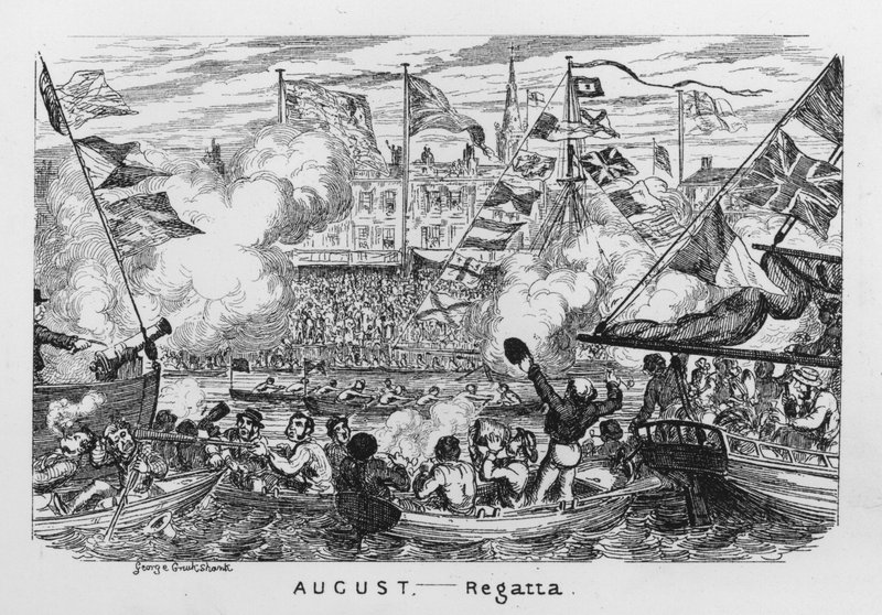 augusztus, Regatta (metszet) alkotó: George Cruikshank