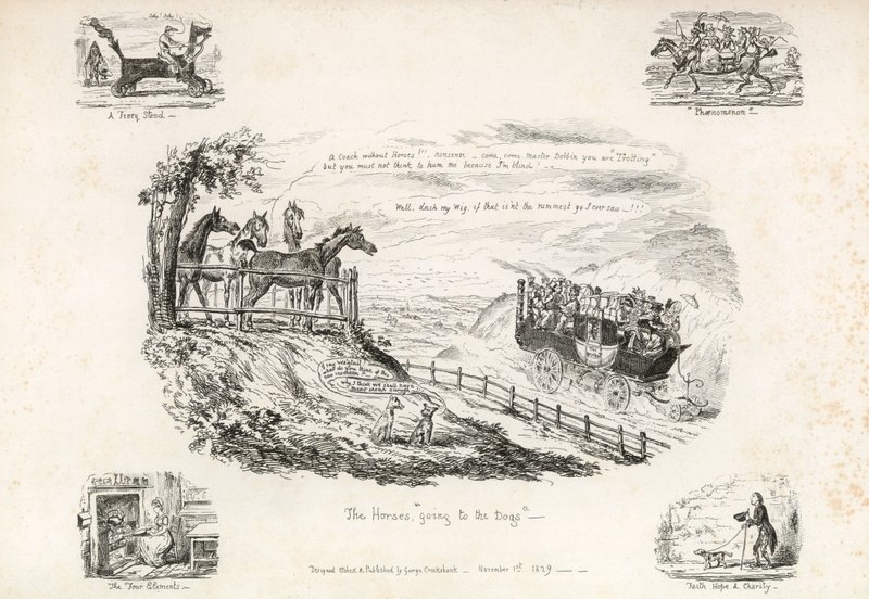 Gurney gőzkocsija alkotó: George Cruikshank