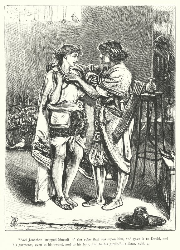 Dávid és Jonatán (metszet) alkotó: George John Pinwell