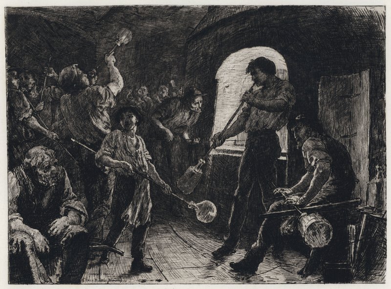 Üvegfúvás (maratás) alkotó: George Percy Jacomb Hood