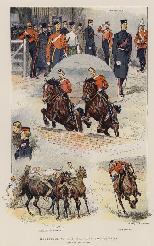 Gyakorlatok a katonai tornán (chromolitho) alkotó: Georges Bertin Scott