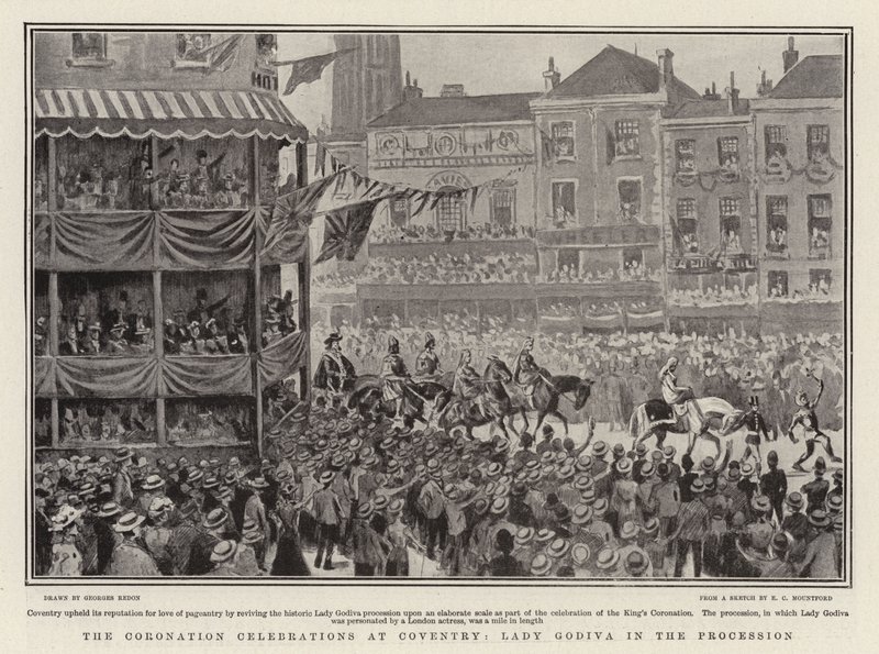 A koronázási ünnepségek Coventryben, Lady Godiva a körmenetben alkotó: Georges Redon