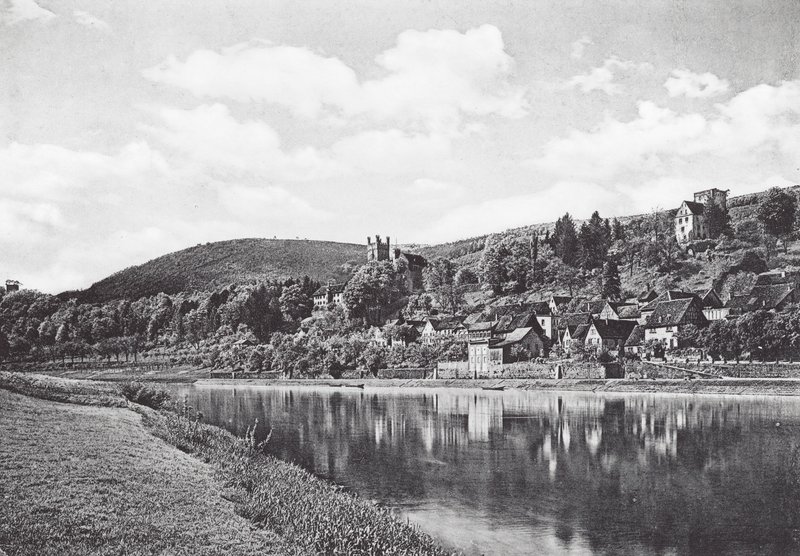 Neckarsteinach, Hessen, Németország (fekete-fehér fotó) alkotó: German Photographer