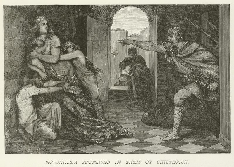 Chilperich meglepte Brunhildát Párizsban alkotó: German School