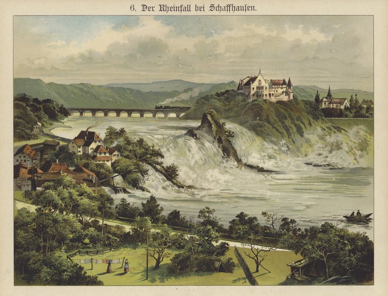 A Rajna-vízesés Schaffhausen közelében (színes litó) alkotó: German School