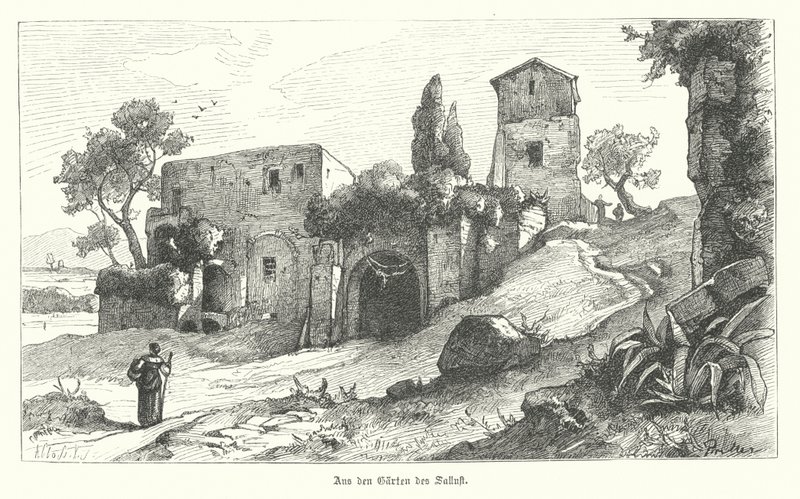 Sallust kertje, Róma (metszet) alkotó: German School
