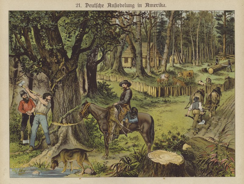Németek Amerikában (színes litho) alkotó: German School