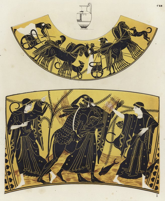 Görög vázafestmény (színes litó) alkotó: German School