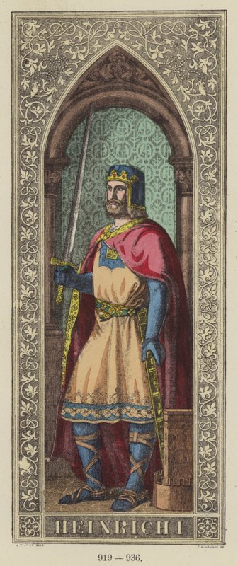 Heinrich I, 919-936 (színes metszet) alkotó: German School