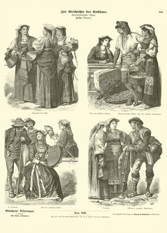 Olasz viseletek, 19. század vége alkotó: German School