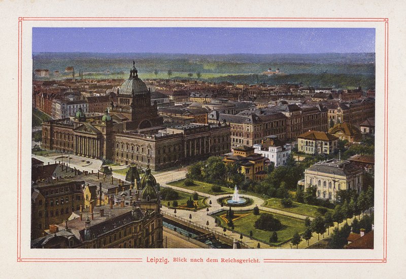 Lipcse, látkép a császári udvar után (színes litográfia) alkotó: German School