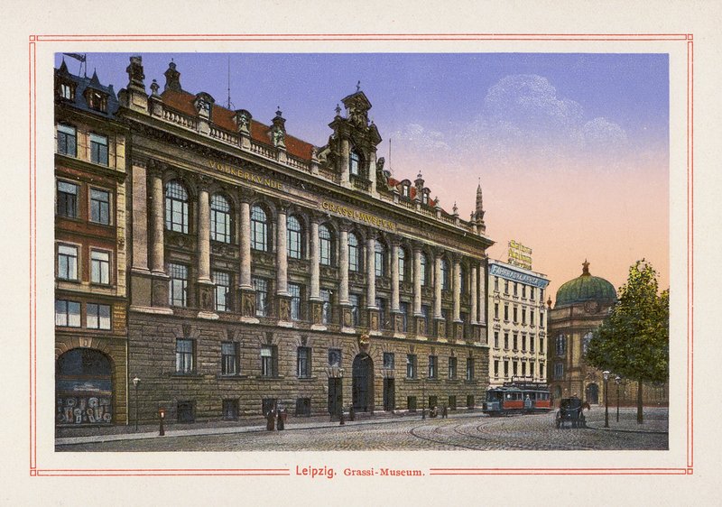 Lipcse, Grassi-Museum (színes litográfia) alkotó: German School
