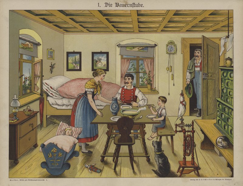 Nappali (színes litho) alkotó: German School