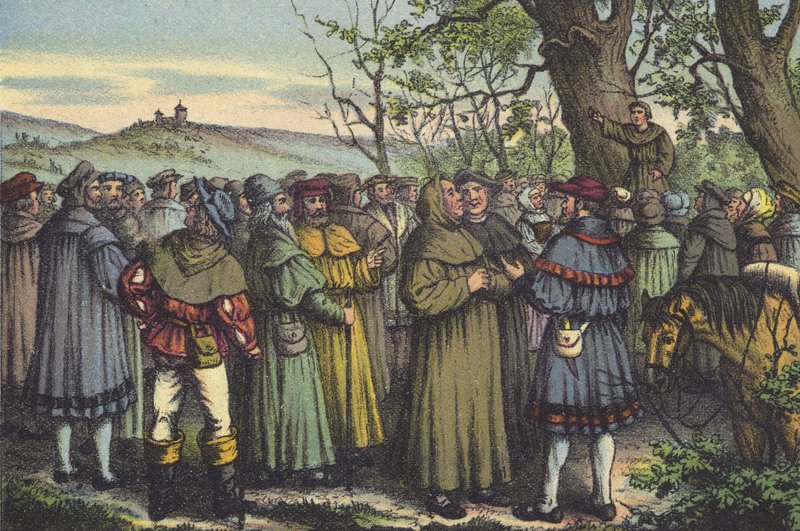 Luther prédikáció (chromolitho) alkotó: German School