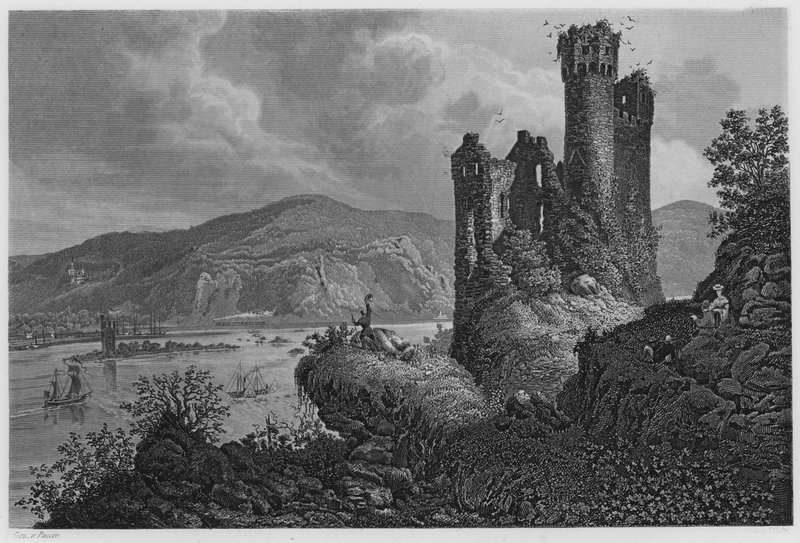 Mausethurm és Ehrenfels (metszet) alkotó: German School