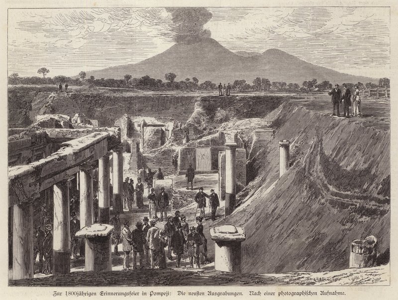 Új ásatások Pompeiben, Olaszországban (metszet) alkotó: German School