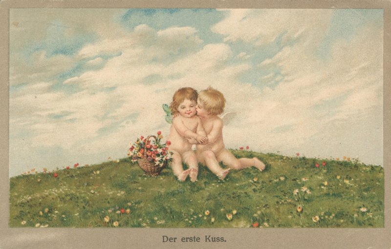 Putti csókolózik alkotó: German School
