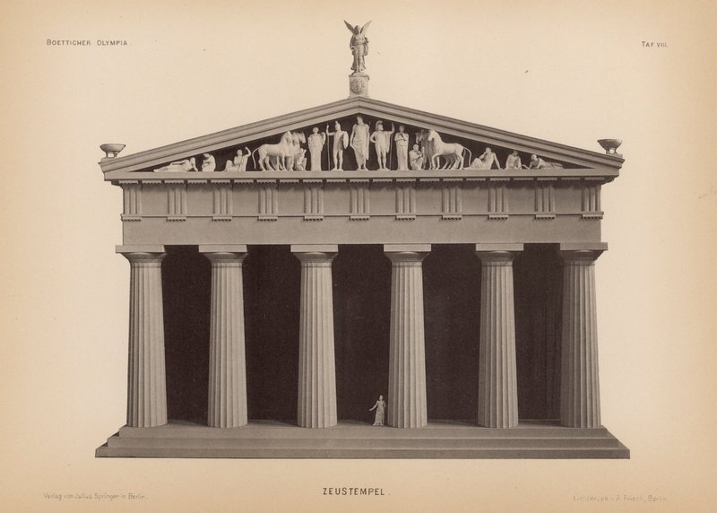 Zeusz temploma, Olimpia, Görögország (litho) alkotó: German School