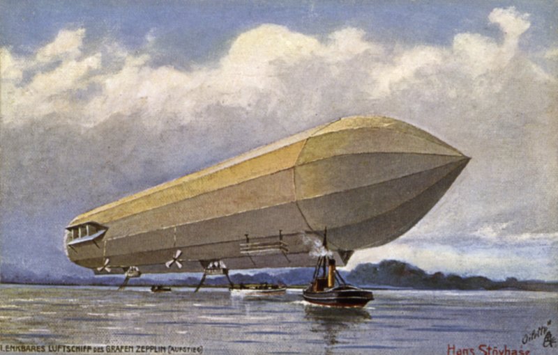 Zeppelin léghajó felszáll egy tóból alkotó: German School
