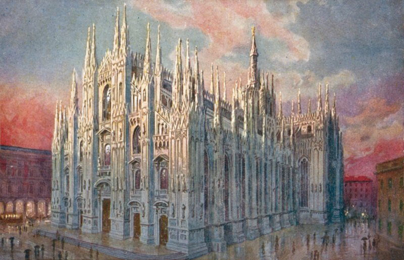 Milano / Milánó: Duomo (színes litográfia) alkotó: Giovanni Guerzoni