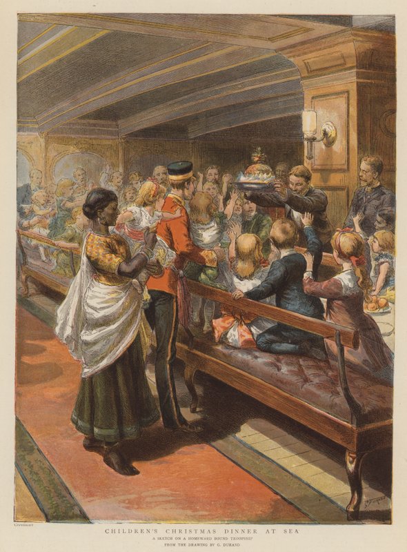 Gyermek karácsonyi vacsora a tengeren (chromolitho) alkotó: Godefroy Durand