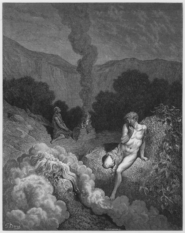 Gustave Dore Biblia: Káin és Ábel felajánlja áldozatait alkotó: Gustave Dore